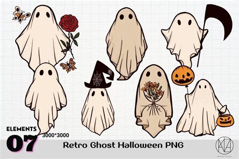 Retro Ghost Halloween Sublimation PNG Graphic By Momixzaa Creative