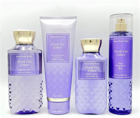 Bath And Body Works Fresh Cut Lilacs 4 Piece Deluxe Bundle