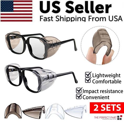 2 Pairs Side Shields For Eye Glasses Slip On Safety Glasses Shield Universal Us Ebay