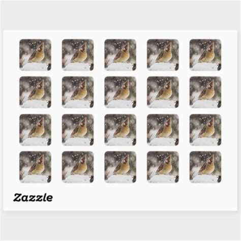 Pretty Cardinal Snow Scene Stickers Zazzle