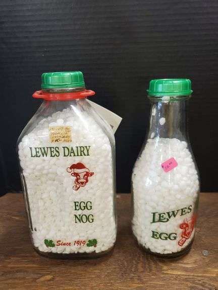 Lewes Dairy Qt Egg Nog Bottle And Half Gal Egg Nog Delaware Auction