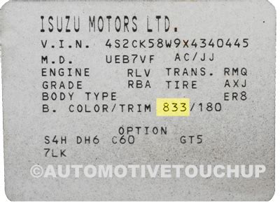 How To Find Isuzu Paint Codes For Precision Matched Touch Up Paint