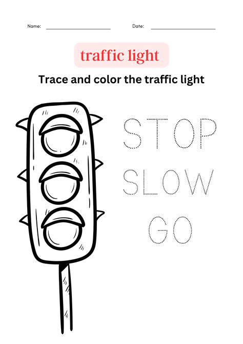 Lesson Coloring Printable Traffic Light Worksheet For Class 1 2 3 Made By Teachers