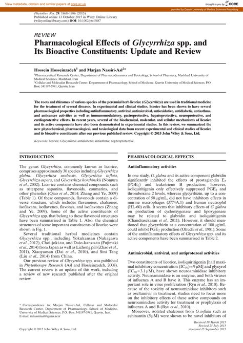 Pharmacological Effects Of Glycyrrhiza Spp And Its Bioactive