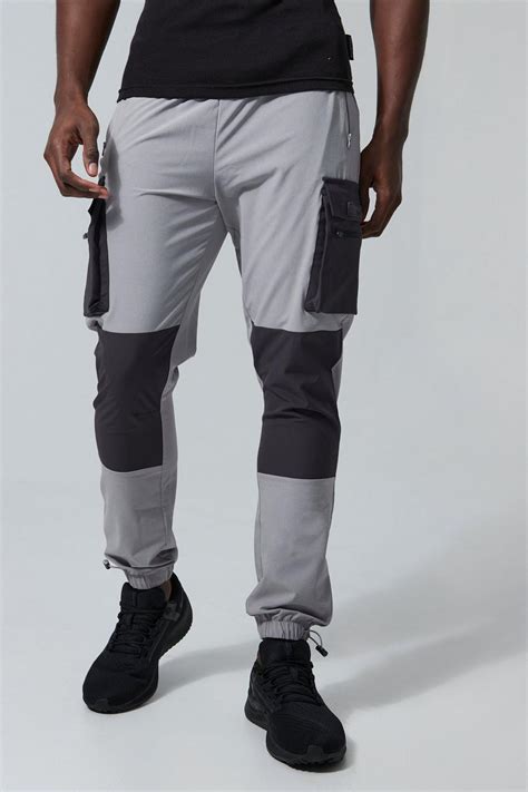 Man Active Colour Block Cargo Pants Boohoo