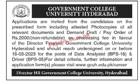 Gc University Jobs 2023 Government College University Head Office