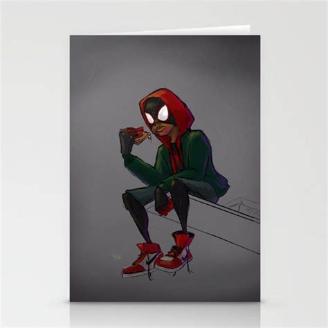 Miles Morales Loves Pizza Breaks In The Spider Verse Stationery Cards