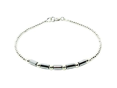 Slim Silver Hematite Tubes Bracelet With Sterli Folksy