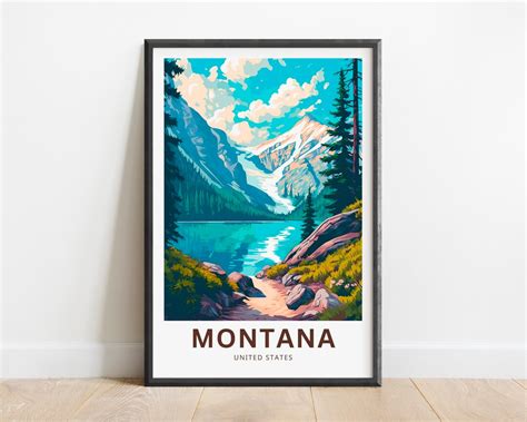 Montana Travel Print Montana Poster, United States Wall Art, Framed ...