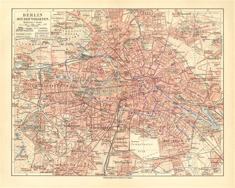 Berlin Mit Vororten Historischer Stadtplan Karte Lithographie Ca 191