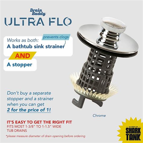 Drain Buddy Ultra Flo Tub Drain Stopper And Hair Catcher Drain Strain