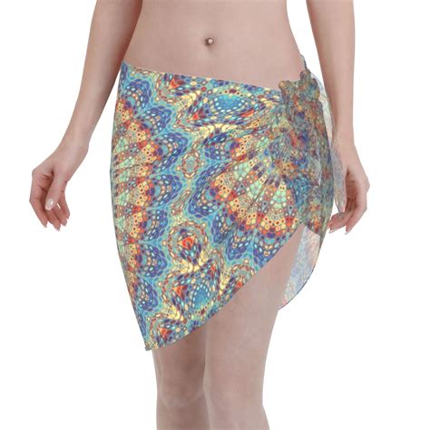 Coaee Round Mandala Women S Short Sarongs Beach Wrap Sheer Bikini Wraps Chiffon Cover Ups For