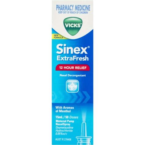 Vicks Sinex Nasal Decongestant Extrafresh 15ml Woolworths