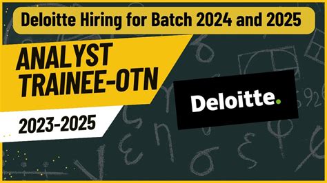 Deloitte Hiring For Batch And Youtube