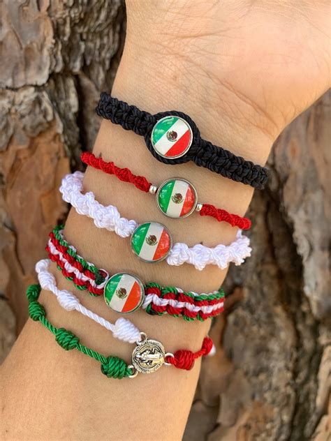 Mexican Flag Bracelet Bandera Mexicana Viva Mexico Mexican Flag Rosary