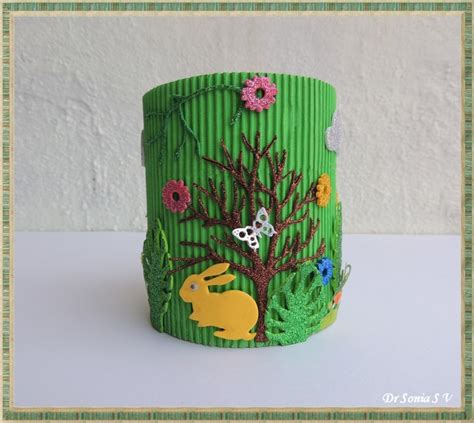 Cards Crafts Kids Projects Diy Woodland Pen Stand