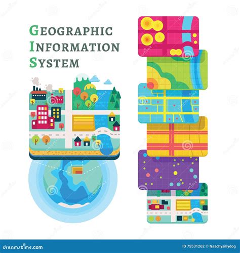 Gis Data Layers Cloud Concept Cartoon Vector 80496511