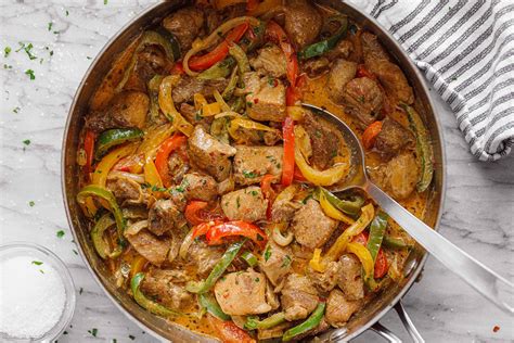 Pork Bites Recipe With Creamy Bell Pepper Sauce Sauteed Pork Bites Recipe — Eatwell101