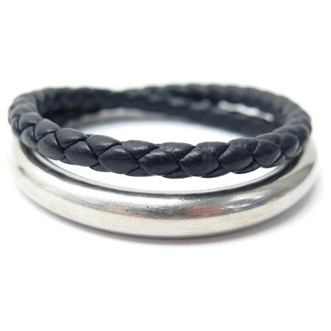 Christofle Duo Complice Lined Tour T Bracelet Solid Silver Braided