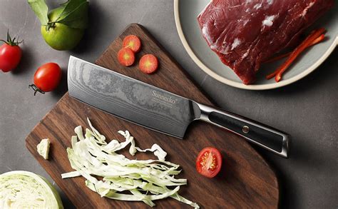 Sunnecko Coltello Nakiri Mannaia Cm Damasco Coltelli Da Cucina