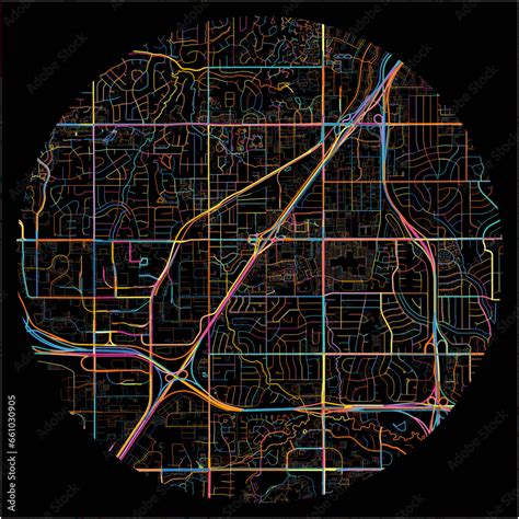 Colorful Map Of Lenexa Kansas With All Major And Minor Roads Stock