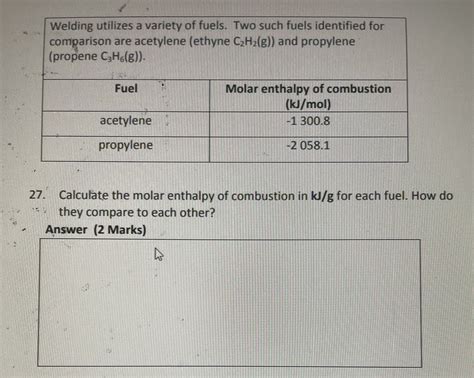 7 Calculate The Molar Enthalpy Of Combustion For Methanal