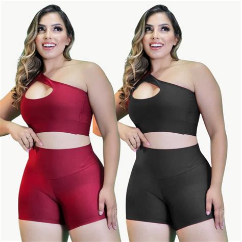 Kit 2 Conjuntos Academia Empina Bumbum Top Bojo Short Fitness