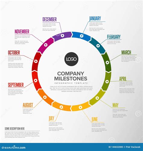 Full Year Circular Timeline Template Stock Vector Illustration Of