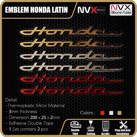 2pcs HONDA EMBLEM LATIN EMBLEM 3D Embossed HONDA BEAT VARIO Motorcycle