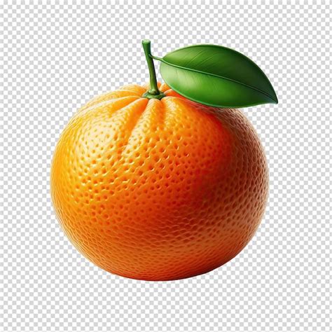 Premium Psd An Orange With A Green Leaf On It