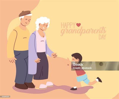 Nenek Dan Kakek Dengan Cucu Dari Kakeknenek Bahagia Hari Vektor Desain Ilustrasi Stok Unduh