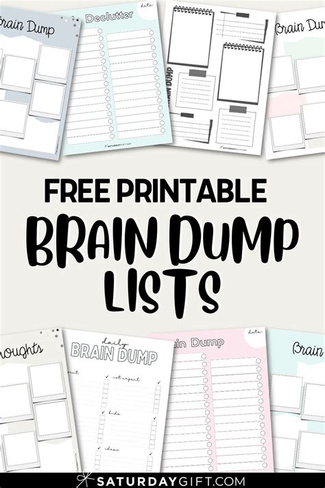 The Free Printable Brain Dump List Is Shown With Text That Reads Free