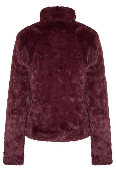 Burgundy Faux Fur Jacket Long Tall Sally