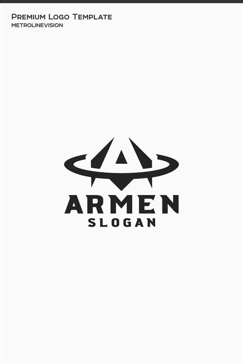 The Armen Logo Is Shown In Black And White As Well As An Arrow