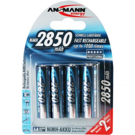 Ansmann 5035092 Hybrides Nickel Métal Nimh 4 Pièces 2850 Mah Argent 145 X 505 Cuc