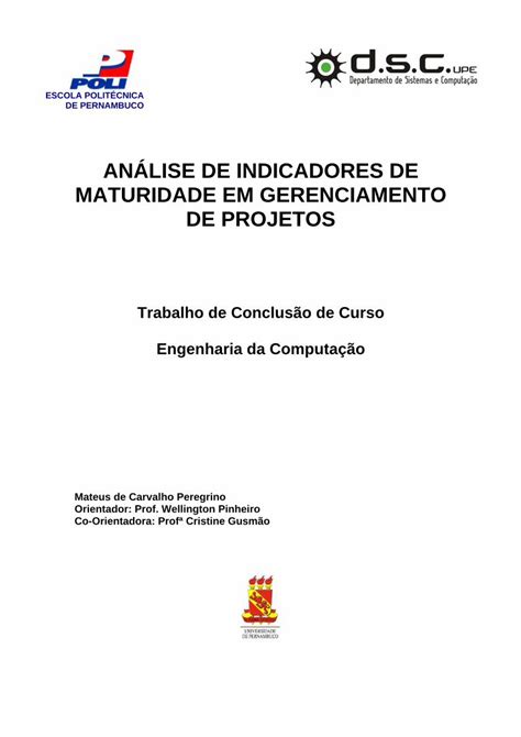 Pdf An Lise De Indicadores De Maturidade Em Gerenciamento De Tcc