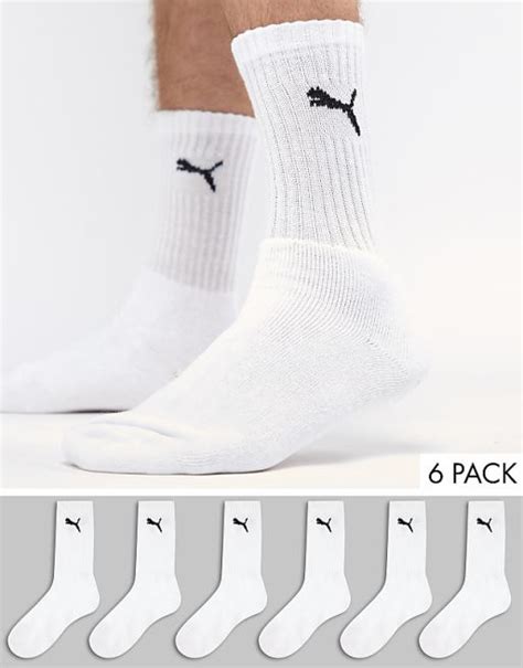 Puma 6 Pack Regular Crew Socks In White Asos