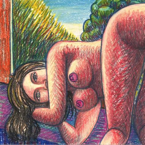 Original Aktzeichnung Pastell Nu Dessin Nude Female Drawing Senbei Art