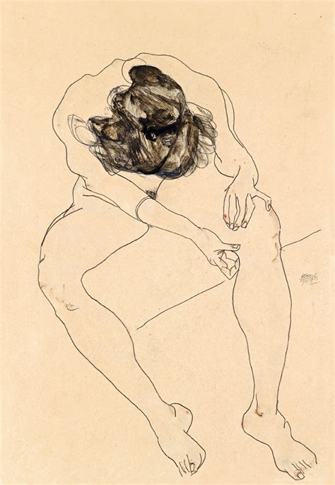 Seated female nude Egon Schiele en reproduction imprimée ou copie