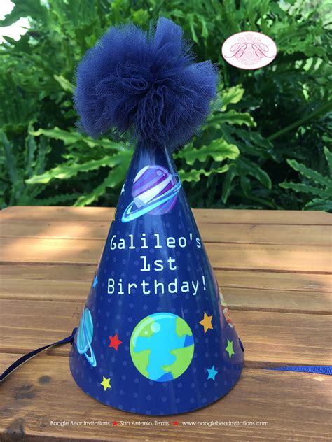 Outer Space Birthday Party Hat Honoree Boy Girl Planets Astronaut