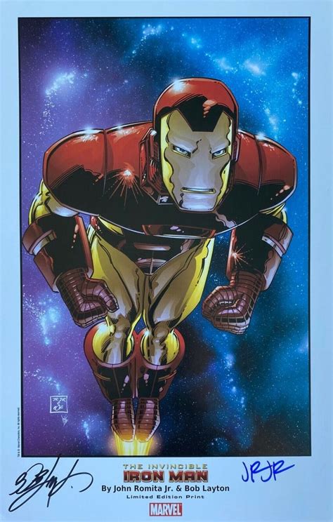 Iron Man Paper Print By Bob Layton And John Romita Jr Signed By