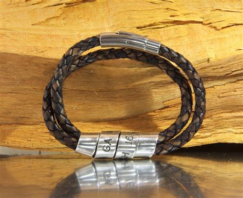 Mens Bolo Braided Bracelet Antiqued Brown Leather And Etsy