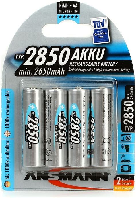 Ansmann Aa 2850mah Rechargeable Nimh Battery 4 Pack Reverb