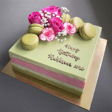 Matcha And Sakura Entremet Torte Quadrate Decorare Torte Torte