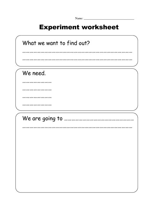 Parts Of An Experiment Worksheet