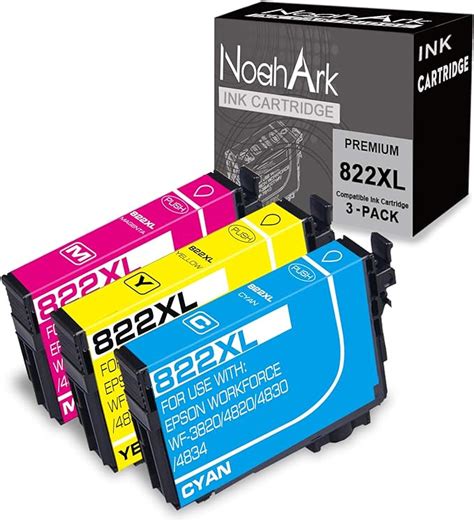 Noahark 3 Packs 822xl Remanufactured Ink Cartridge Replacement For Epson 822 822xl