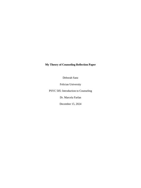My Counseling Theory Paper Northern Arizona