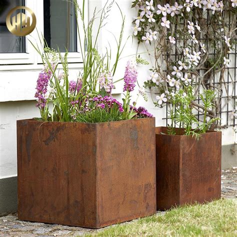 Garden Square Corten Steel Rusty Metal Welding Durable Decoration Nursery Planter China