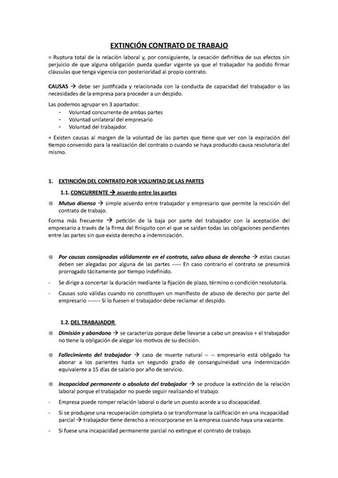 12 Extinción Contrato De Trabajo ExtinciÓn Contrato De Trabajo