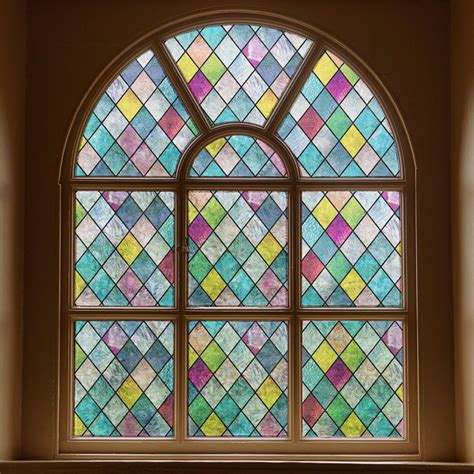 Feomos Stained Glass Window Film Window Privacy Films Colorful